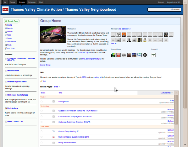 Screenshot of TVCA home page